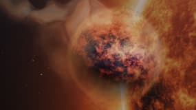La planète Wasp-107b prise en photo par le téléscope James Webb en novembre 2023.