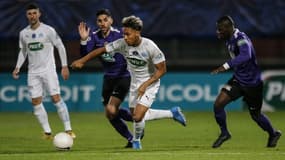 Boubacar Kamara et les Marseillais ont élé éliminés par les amateurs de l'AS Canet vainqueurs à domicile 2-1 en Coupe de France, le 7 mars 2021 