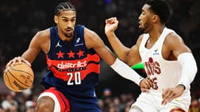 Le Français Alexandre Sarre face à Donovan Mitchell en NBA, décembre 2024