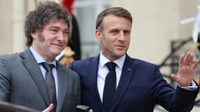 Emmanuel Macron et Javier Milei à l'Élysée, le 26 juillet 2024