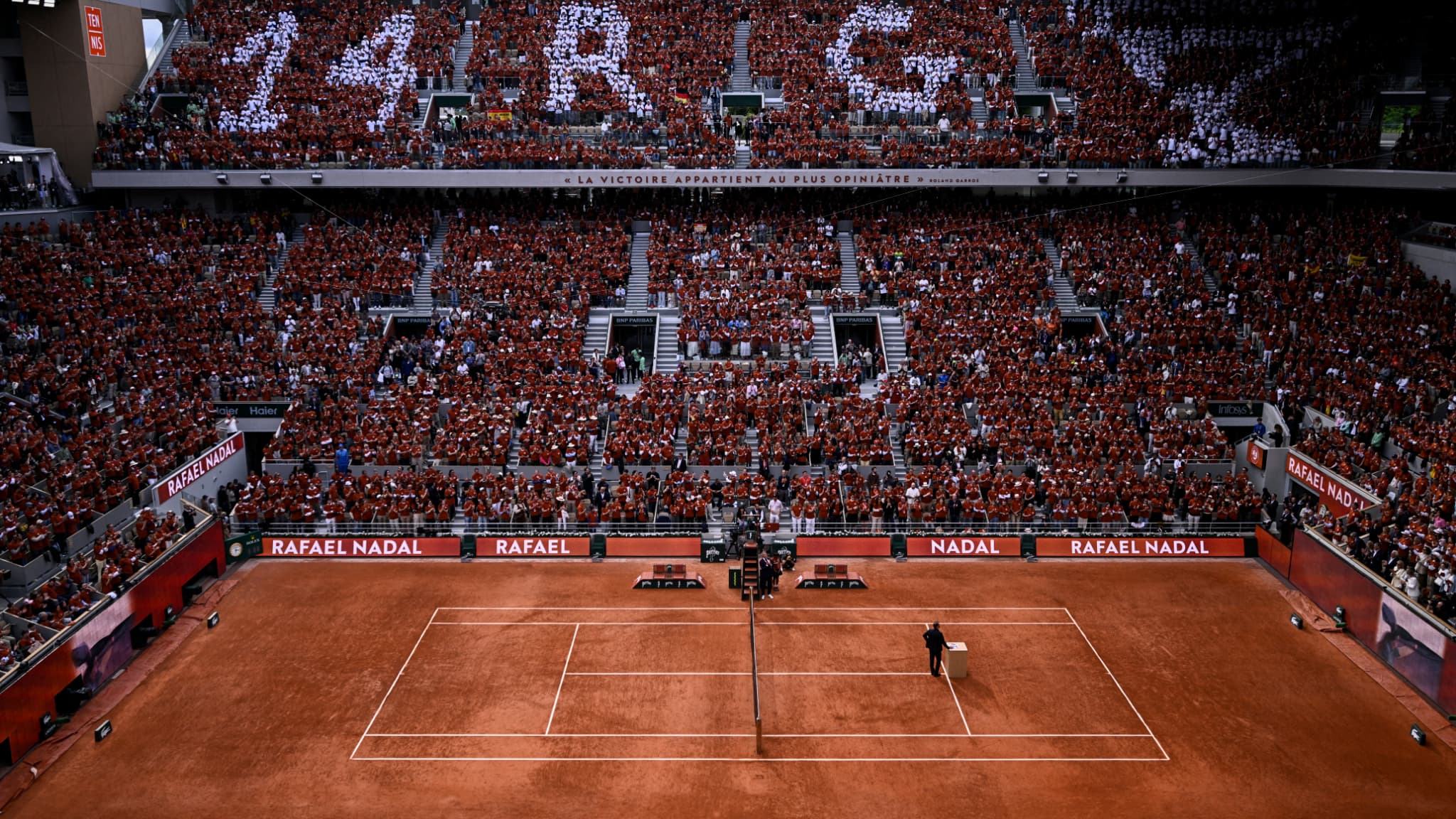 L'hommage rendu à Rafael Nadal à Roland-Garros, le 25 mai 2025. L'hommage rendu à Rafael Nadal à Roland-Garros, le 25 mai 2025.