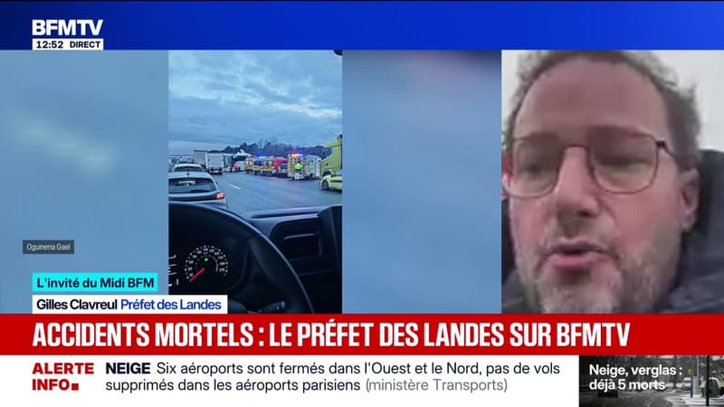 Neige-verglas: "En l'espace d'une heure et demie, on a recensé environ 40 accidents", indique le préfet des Landes Gilles Clavreul