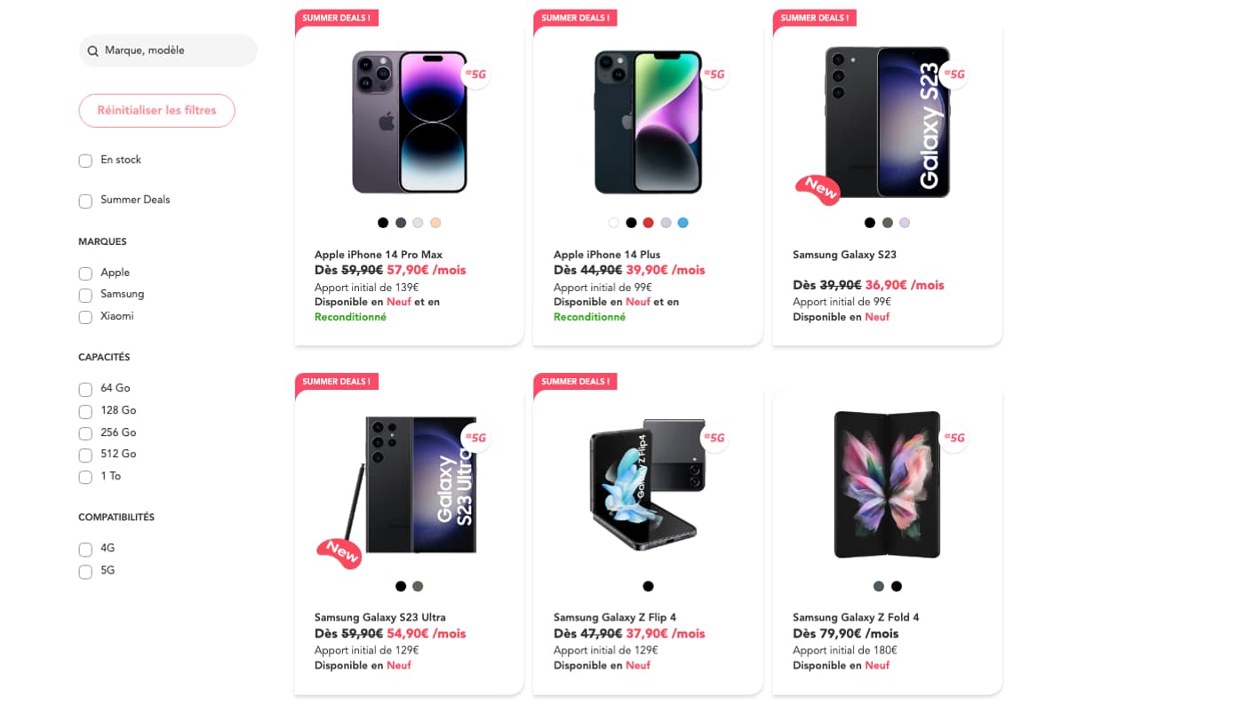 Capture d'écran du site Next Mobiles