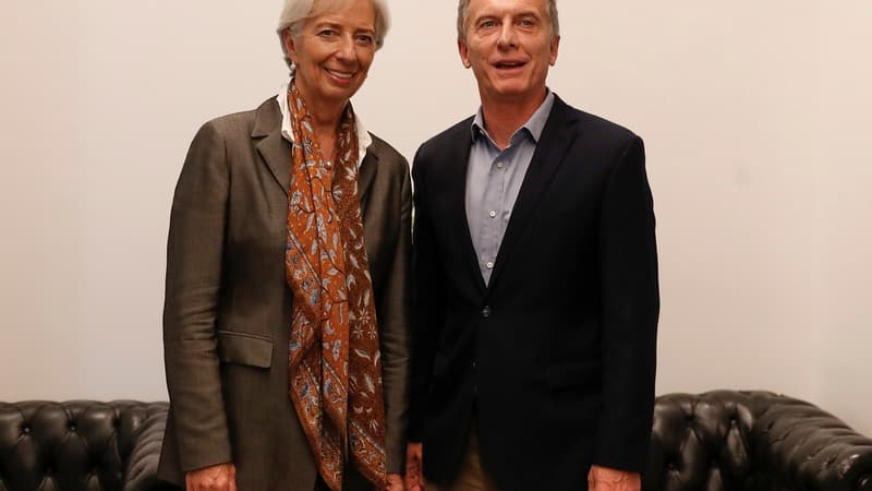 La directrice générale du FMI, Christine Lagarde et le président argentin, Mauricio Macri.