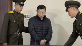 Hyeon Soo Lim, un pasteur canadien condamné aux travaux forcés en Corée du Nord, le 16 décembre 2015 à Pyongyang. 