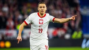 Frankowski lors de Pays de Galles-Pologne, en mars 2024