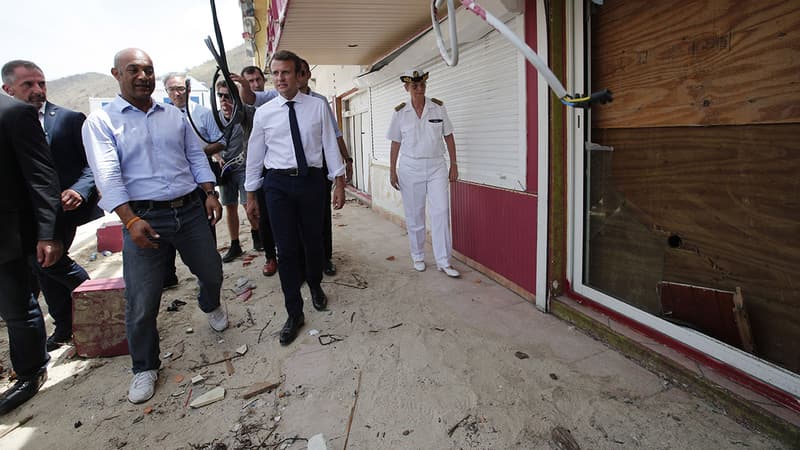 Emmanuel Macron à Saint-Martin, lundi.