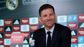 Xabi Alonso lors de sa présentation en tant qu'entraîneur du Real Madrid, le 26 mai 2025.