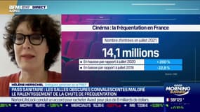 Hélène Herschel (Fédération nationale des Éditeurs de Films): "La mise en place du pass sanitaire a créé un coup d'arrêt très fort sur la fréquentation (des cinémas) avec 20 à 25% de baisse par rapport à la moyenne des années précédentes"