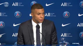 Kylian Mbappé lors de sa conférence de presse, lundi 23 mai 2022