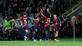 La joie des joueurs du Barça lors du Clasico à Bernabeu, 26 octobre 2024