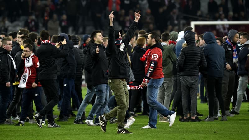 Envahissement de terrain à Lille en marge du match entre le LOSC et Montpellier, le 10 mars 2018