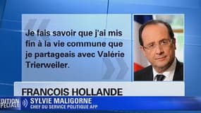 Communiqué de presse de François Hollande annonçant sa séparation avec Valérie Trierweiler le 25 janvier 2013.