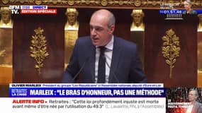 Olivier Marleix (LR) s'adressant à LFI et au RN: "Vous êtes tous en train de tirer le pays vers le fond"