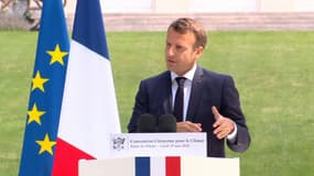 Emmanuel Macron s'exprime devant les 150 membres de la Convention citoyenne sur le climat, lundi 29 juin 2020