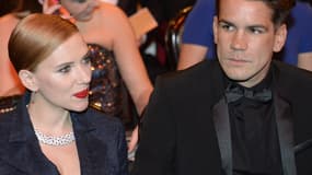 Scarlett Johansson et son compagnon Romain Dauriac, le 28 février 2014 à la cérémonie des César.