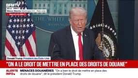 "On a le droit de mettre en place des droits de douane", déclare Donald Trump en conférence de presse depuis la Maison Blanche