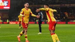 Ruben Aguilar célèbre son but avec Matthieu Udol lors de la 20e journée de Ligue 1 entre Lens et Le Havre, le 30 janvier 2026