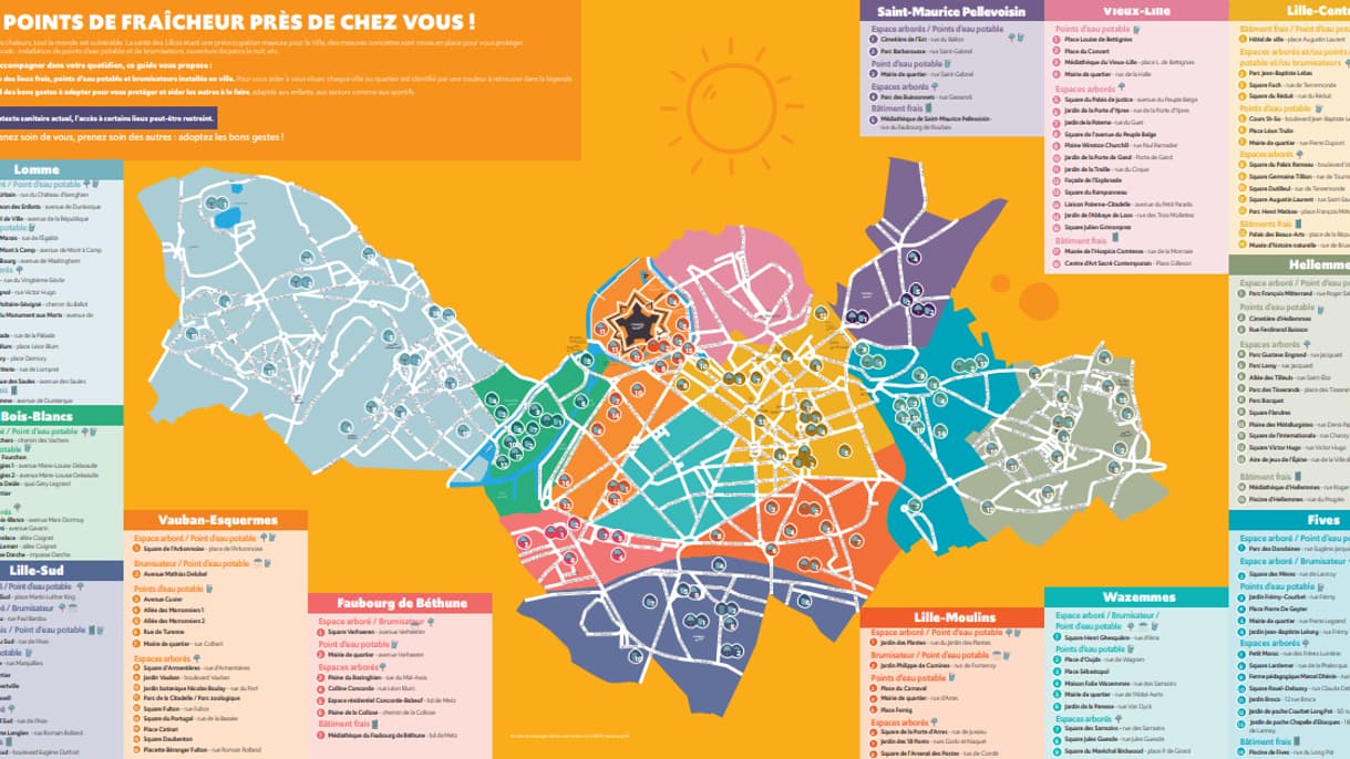 La ville de Lille a mis en place des points de fraîcheur dans l'ensemble des quartiers de la ville La ville de Lille a mis en place des points de fraîcheur dans l'ensemble des quartiers de la ville
