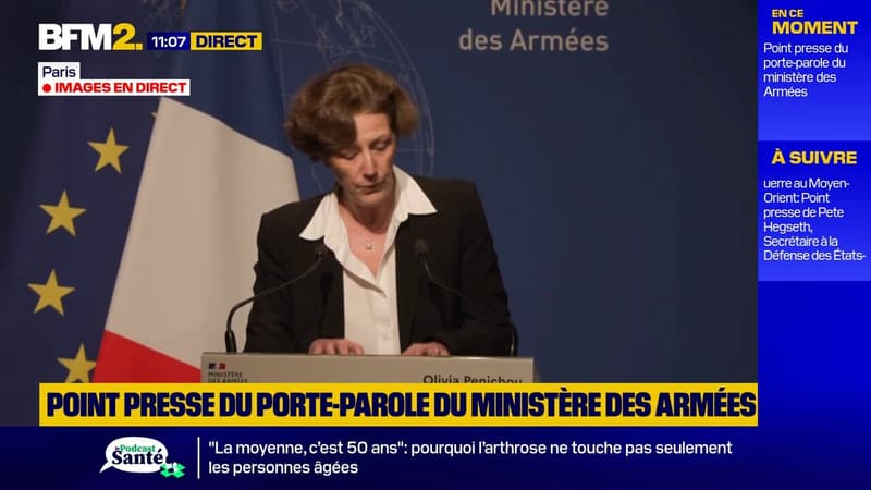 "La France ne prend pas part au conflit au Moyen-Orient, sa posture demeure strictement défensive", rappelle la porte-parole du ministère des Armées