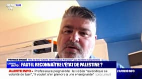 "Si vous reconnaissez l'État d'Israël, vous reconnaissez l'État de Palestine" affirme Patrice Grudé, tête de liste "Liberté démocratique française" aux Européennes