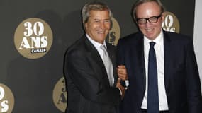 Vincent Bolloré avec l'ancien patron de Canal Plus Bertrand Meheut