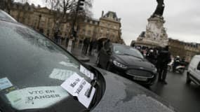 Les VTC mobilisés jeudi 4 février place de la République, à Paris