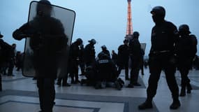 L'interpellation d'un gilet jaune, le 29 décembre 2018, au Trocadéro à Paris.