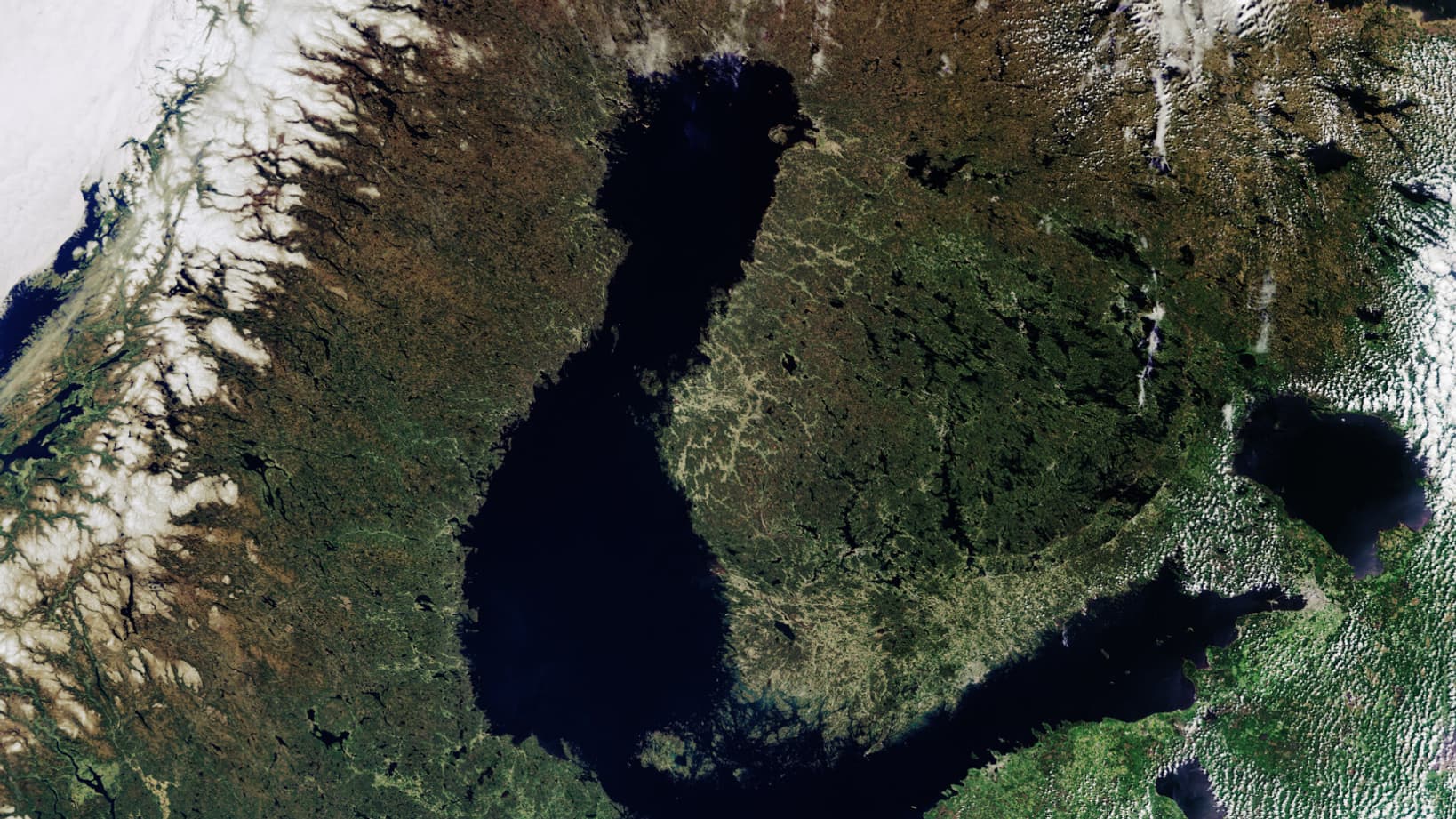 En comparaison aux images de janvier 2024, ici la mer Baltique vue du ciel, capturée par un satellite Copernicus, le 30 mai 2021
