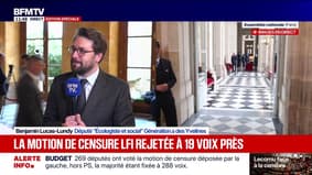 "J'y vois un signe d'encouragement à continuer à combattre ce gouvernement illégitime": Benjamin Lucas-Lundy, député Ecologiste et social, sur le rejet de la motion de censure LFI à 19 voix près 