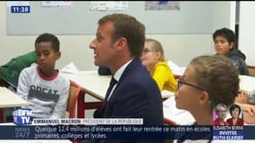 "Professeur c'est un beau métier et ça sert pour être président car il faut beaucoup expliquer et convaincre", glisse Macron en déplacement à Laval