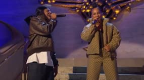 Jay-Z et Alicia Keys sur la scène des Tony Awards le 16 juin 2024
