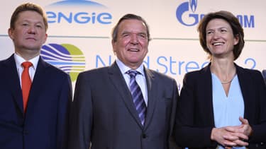 En 2017, le plan de financement de Nord Stream 2 a été validé par Alexeï Miller président de Gazprom, l'ex-chancelier allemand Gerhard Schroeder qui travaille désormais pour le groupe russe et Isabelle Kocher, présidente d'Engie
