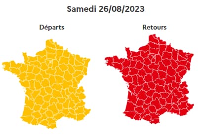 D'importantes difficultés de circulation sont prévues, avec une France orange dans le sens des départs, rouge dans celui des retours.