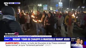 À Marseille, une descente aux flambeaux avant la mobilisation de jeudi contre la réforme des retraites