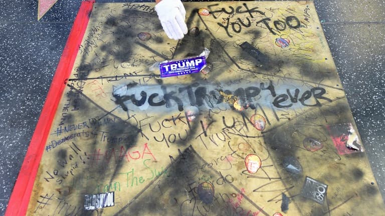 L'étoile de Trump vandalisée durant la campagne présidentielle de 2016.
