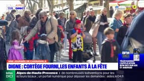 Digne-les-Bains: cortège fourni pour le carnaval, les enfants à la fête