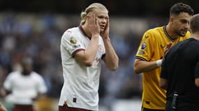 Erling Haaland lors de la défaite de Manchester City à Wolverhampton en Premier League, 30 septembre 2023