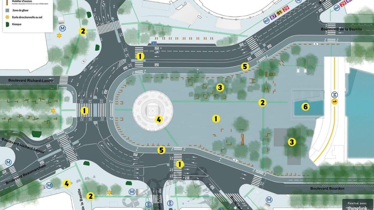 Le plan de réaménagement de la place de la Bastille.