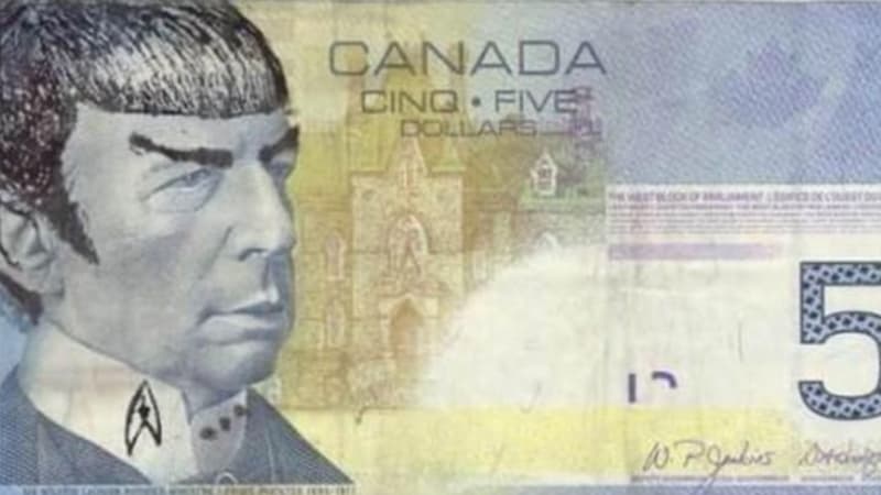 Le billet de 5 dollars canadiens "Spocké"