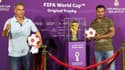 Le trophée de la Coupe du monde exposé à Doha, le 6 mai 2022