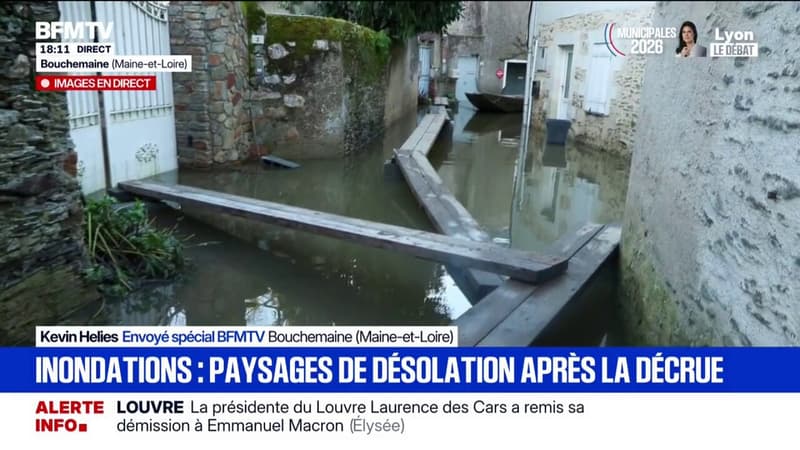 À Bouchemaine dans le Maine-et-Loire, la décrue est encore très lente