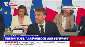 Taxes douanières américaines: "La riposte européenne se fera en deux étapes", détaille Emmanuel Macron
