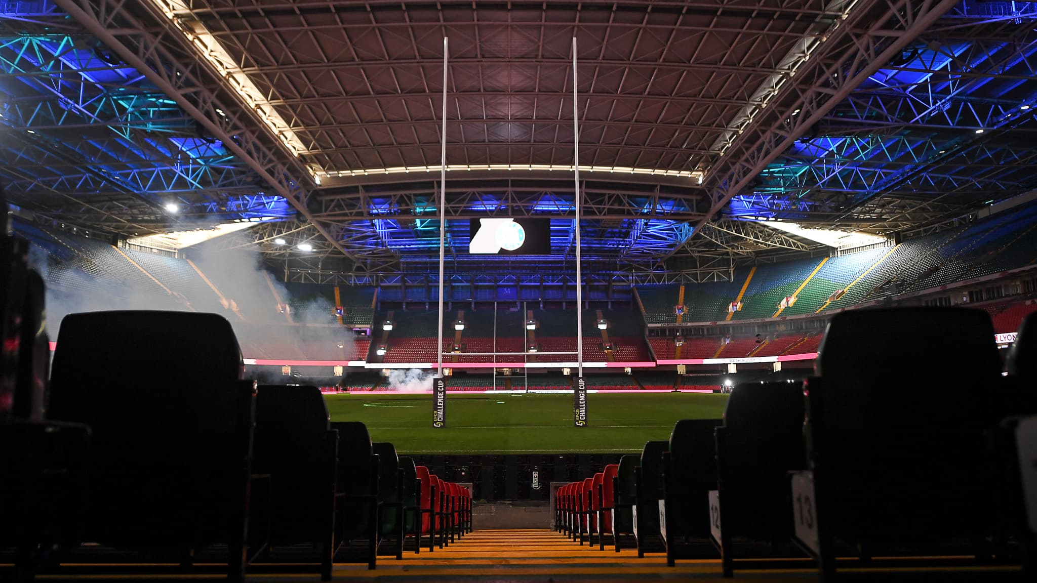 Le Principality Stadium de Cardiff avant la finale de Challenge Cup entre Lyon et Bath, le 23 mai 2025. Le Principality Stadium de Cardiff avant la finale de Challenge Cup entre Lyon et Bath, le 23 mai 2025.