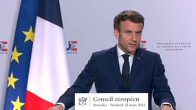 Emmanuel Macron à Bruxelles le 25 mars 2022.