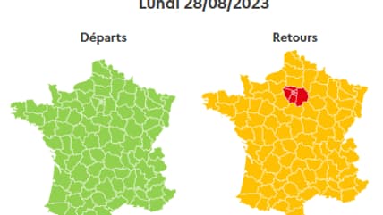 Les difficultés se poursuivent le lundi, avec une France orange pour les retours, et rouge en Ile-de-France.