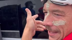 Le DJ Diplo, quittant le festival du Burning Man dans le Nevada, le 2 septembre 2023, après des pluies torrentielles.