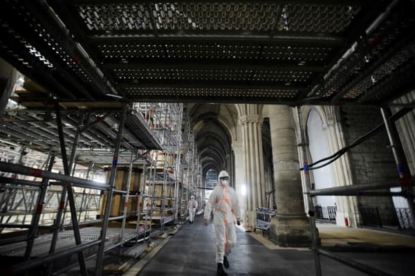 Le chantier de reconstruction de Notre-Dame, le 15 mars 2022 à Paris