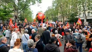 Le cortège de la manifestation du 1er-Mai 2024 à Paris.