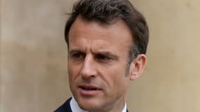 Le président français Emmanuel Macron à l'Elysee à Paris le 14 avril 2023